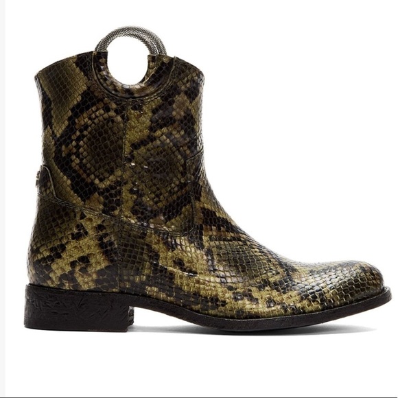 Frye Snake-Embossed Animal Print Melissa Leather Ankle Western Bootie Size 5.5 - Picture 2 of 12